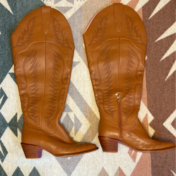 Southern Fried Chics Brown Knee High Western Boot Cowgirl Cowboy Boots Size 7W - Picture 9 of 15